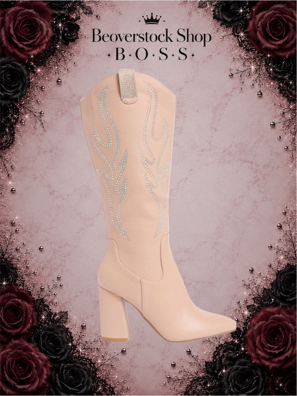 New NIB Womens TOP GUY Shoes ( TOP MODA ) Alias Western Boots Blush Pu - Picture 3 of 7